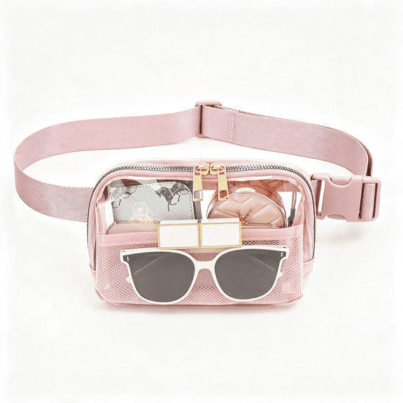 GASTROPOD Pink Clear Fanny Pack-Stadium Approved Crossbody Bag with Adjustable Strap for Women&Men-Concerts,Sports,Travelling,Hiking,Running Stadium Approved Adjustable Strap Pink Fanny Pack