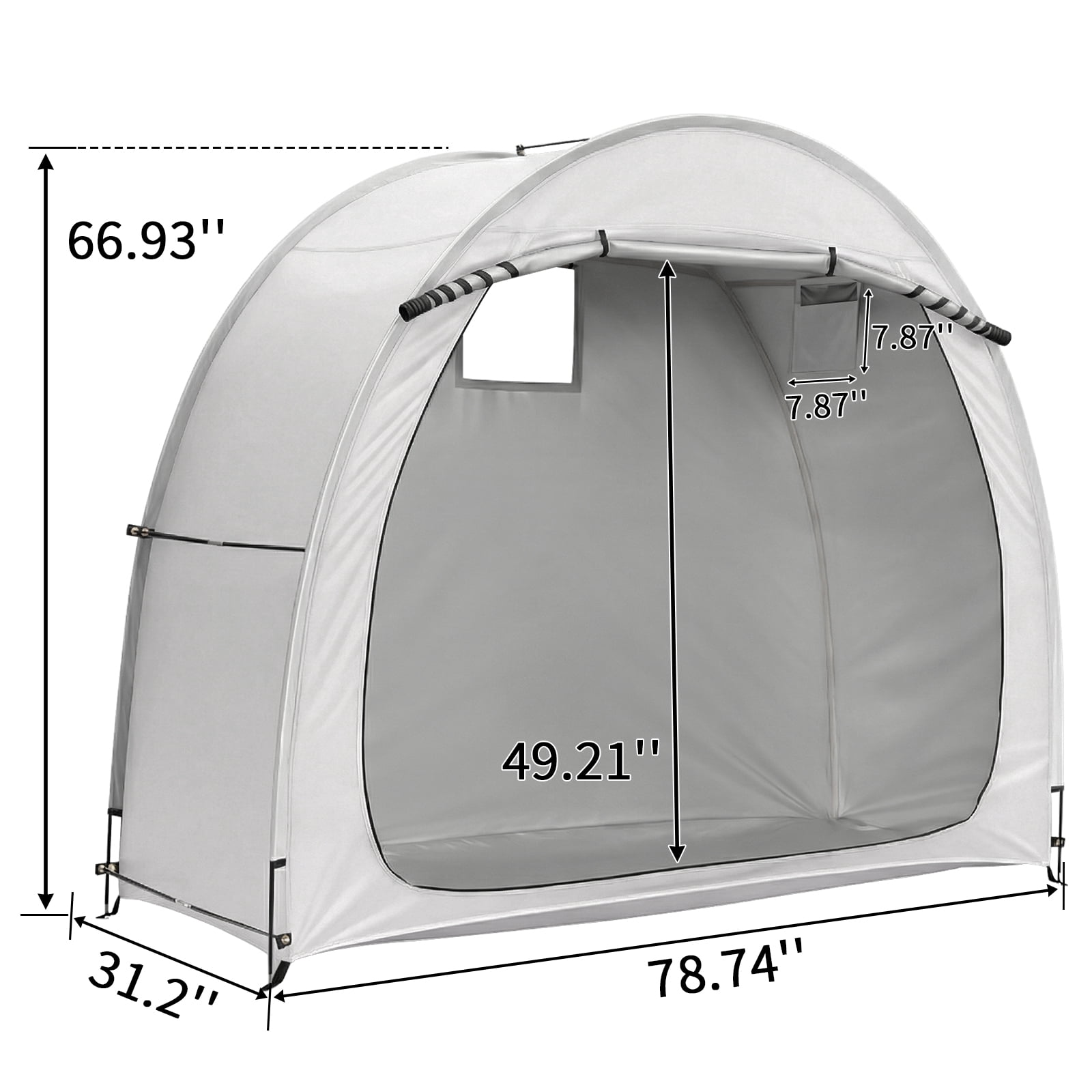 Outdoor Bike Storage Tent Silver-Coated Oxford Waterproof UV-Resistant Bicycle Shed with Window & Full Zipper Door, Portable Storage Shelter for 2-3 Bikes Motorcycle Garden Tools Patio Camping