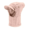 thumbnail image 3 of Aihuaihua 3 in 1 Beanie Hat with Scarf and Mask with Brim, 3 in 1 Beanie Hat for Women, Fall Winter Warm Knitted Windproof Balaclava Scarf with Pom Pom, 3 of 5