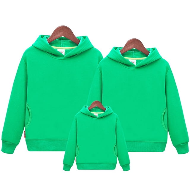 Primavera Otoño Familia Trajes a juego Suéter Padre Madre Hijo Hija Ropa Mamá Papá Niño Niña Sudadera con capucha sólida Chaquetas familiares Niños (110) Gao Jinjia LED