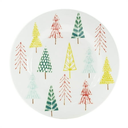 Melrose International Plate w/Tree Pattern (Set of 4) 8"D Ceramic