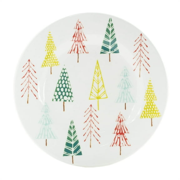 Melrose International Plate w/Tree Pattern (Set of 4) 8"D Ceramic