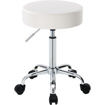 RTYJGD White Swivel Office Stool, Rolling Salon Massage & Tattoo Chair, Modern Round Stool, 16.14"D x 16.14"W x 25.98"H,White