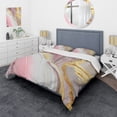 thumbnail image 1 of Designart "Marble Abstraction in Pink and Gold III" Modern Bedding Covert Set - Abstract Marble Pink Abstract Bed Set With 2 Shams, 1 of 6
