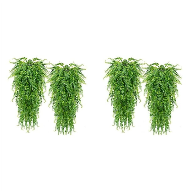 4 Piezas Helechos Colgantes Artificiales, Plantas de Vid, Hiedra Falsa, Helecho de Boston, Planta Colgante, Plantas de Plástico Resistentes Una Los Rayos UV Al Aire Libre