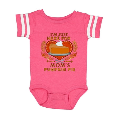 

Inktastic I m Just Here for Mom s Pumpkin Pie with Heart and Leaves Gift Baby Boy or Baby Girl Bodysuit