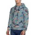 thumbnail image 3 of Pofeuu Underwater Animals and Flowers Print Mens Casual Hooded Collar Drawstring Hoodies Pullover Sweatshirts Casual Long Sleeve Shirts-Medium, 3 of 7