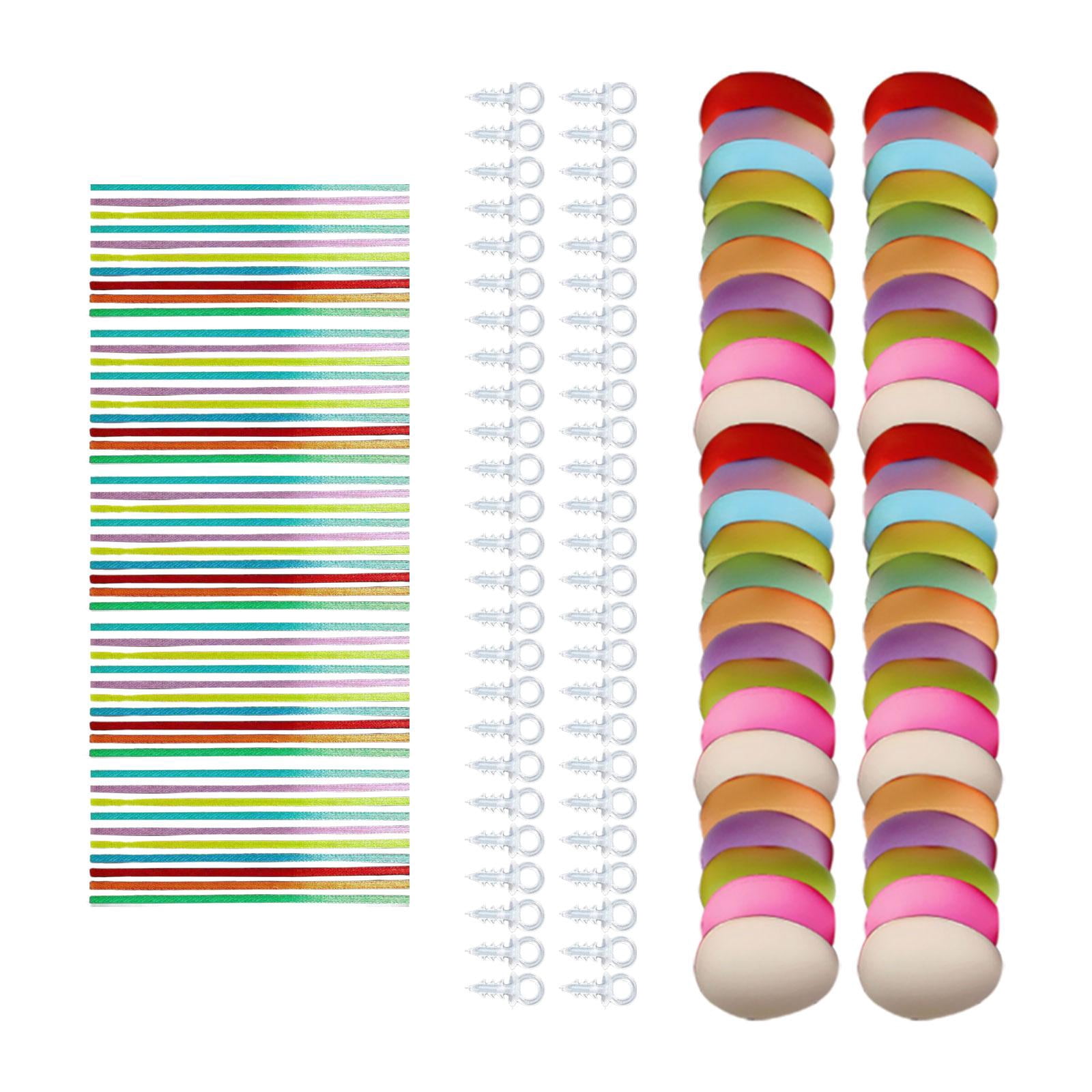 50 Pieces White Easter Eggs Decorating Set with Ribbon Paintable for Holiday Colorful