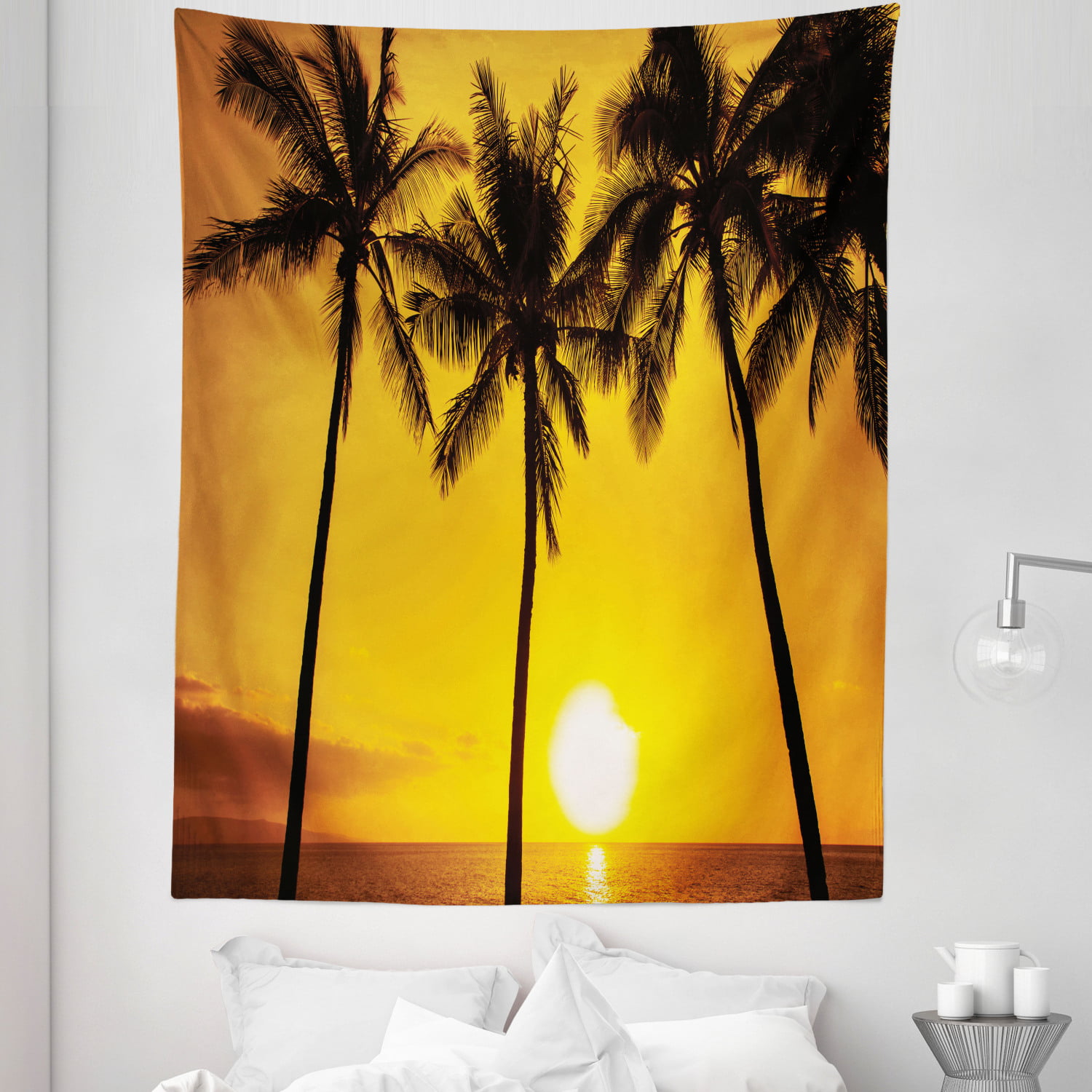 Sunset Coconut Beach Hammock Tapestry for Bedroom Living Room Dorm Decor 