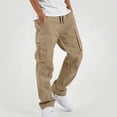 thumbnail image 2 of SGFCWSX Boys Cargo Pants, Loose Fit Drawstring Waist Utility Trousers with Multi Pockets for Outdoor Everyday Wear Khaki Size 7, 2 of 8