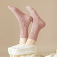 thumbnail image 2 of Women's Crew Socks Classic Cable-Knit Cotton for Casual Stability and Comfort 2 Pairs - Pink, 2 of 6