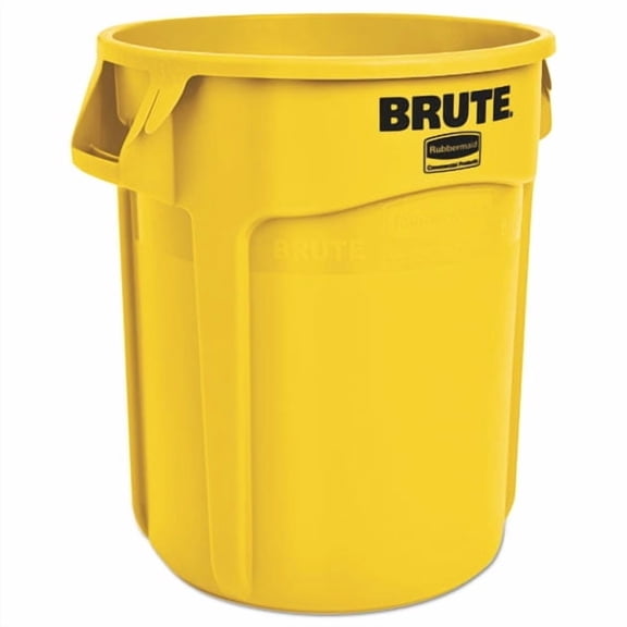 Vented Round Brute Container, 20 gal, Plastic, Yellow | Bundle of 2