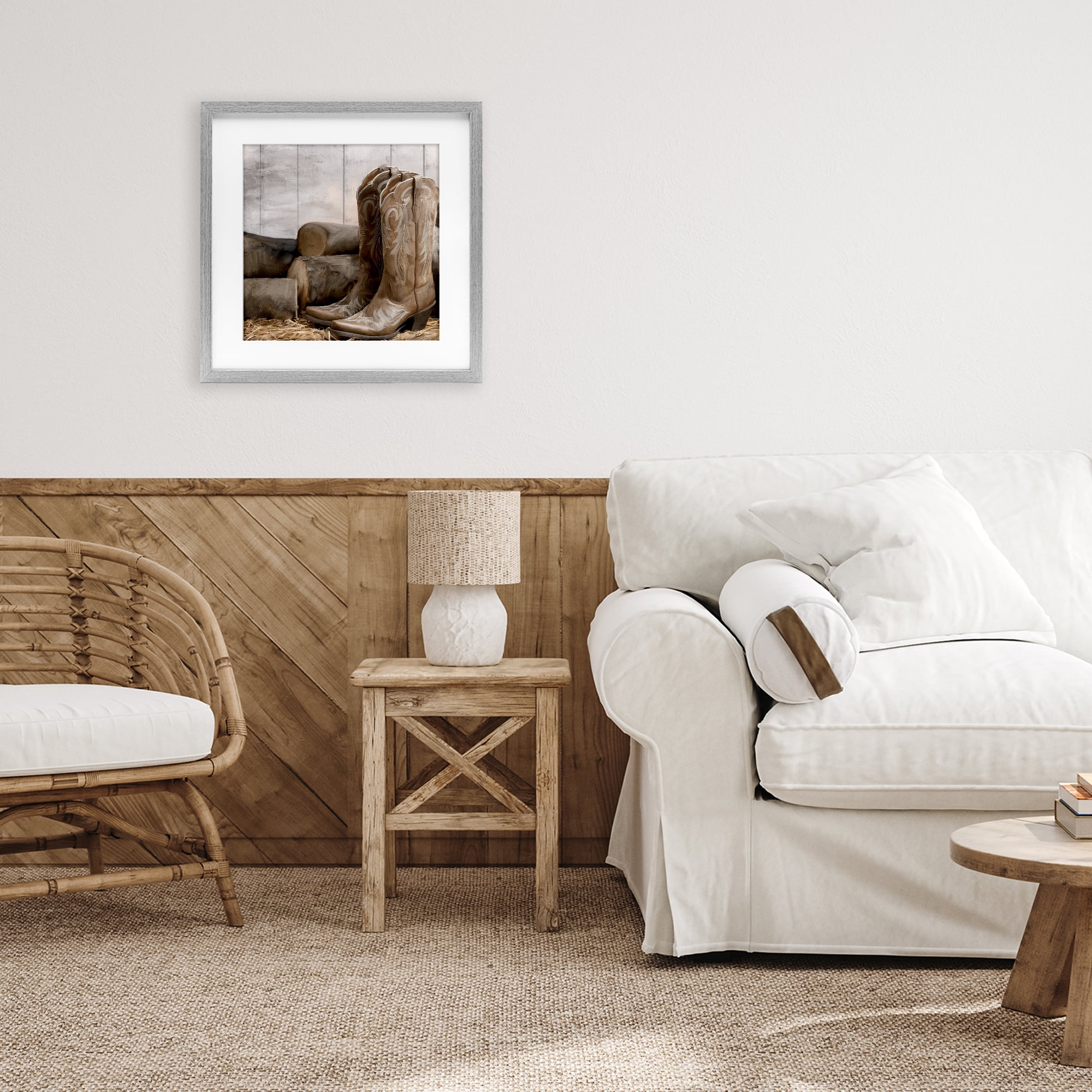 Stupell Industries Kick Off Your Boots Gray Framed Print Under Glass, design by Kim Allen