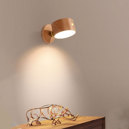 

Summer Savings! WJSXC Wooden Magnetic Wall Sconce 360° Rotatable LED Wall Lights USB Rechargeable Lights Battery Operated Dimmable Night Lights Reading Light Magnetic Cabinet Light Coffee