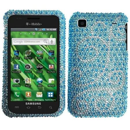 Rim Hard Faceplates Blue Silver Swirl Full Diamond Snap on Design Case Hard Case Skin Cover Faceplate for Samsung Galaxy 4G SGH-T959V T-Mobile + Screen Protector Film, Protect.., By Generic,USA ()