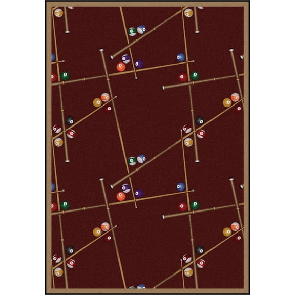 Snookered 10'9" x 13'2" area rug in color Burgundy