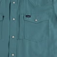 thumbnail image 2 of Wrangler Men's Solid Short Sleeve Snap Performance Western Shirt Turquoise X-, 2 of 2