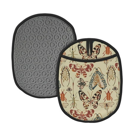 

Lukts Watercolor Insects Print Silicone Pot Mat Mitten With Hanging Loop Heat Resistant Oven Mitts Non-Slip Bbq Baking Smoking Potholders