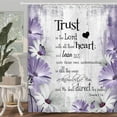 thumbnail image 2 of Rustic Farmhouse Purple Shower Curtain Bible Verse Inspirational Shower Curtain Country Farm Bright Violet Daisy Flowers Butterfly Abstract Shower Curtain Set for Bathroom, 69X70IN, 2 of 5
