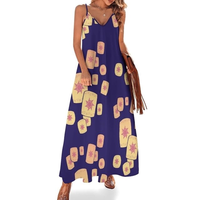 Vestido sin mangas con destellos de linternas flotantes vestidos para mujer 2024 vestidos vestidos morados