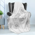 thumbnail image 4 of Gerber Daisy Soft Flannel Fleece Blanket, Monochrome Uncolored Thin Line Artwork of Natural Flowers with Stems, Cozy Plush for Indoor and Outdoor Use, 50" x 60", Charcoal Grey White, by Ambesonne, 4 of 5