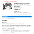 thumbnail image 2 of Rear Brake Pad Rotor Shoe Drum Kit - Compatible with 1990 - 1991 Mercedes-Benz 420SEL, 2 of 2