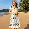 thumbnail image 4 of Sikiie Funny Chicken Print Women's Short-sleeved Dress, Round Neck Slim Knee-length Dress, Summer Clothing Suitable for Daily Leisure and Vacation, 4 of 6