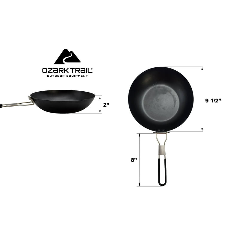 Camping Cast Iron Skillet Fry Pan 9.5” - Pour Spouts - Single Handle
