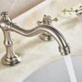 thumbnail image 4 of CES Deck Mounted Three Holes Double Handles Widespread Bathroom Sink Faucet with Matching Pop Up Drain with Overflow Brushed Nickel, 4 of 5
