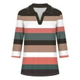 thumbnail image 7 of VgaVtl 3/4 Sleeve Womens Plus Tees V-Neck Womens Top Casual Pullover Color Block Daytime Regular Polo Shirts,Black XL, 7 of 7