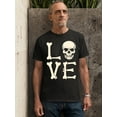 thumbnail image 3 of Love Skull Couples Halloween Gothic Costume Skeleton Head Unisex Men's T-shirt, M, Black, 3 of 6