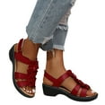 thumbnail image 4 of Ketyyh-chn99 Womens Platform Sandals Shoes Ladies Slippers Wedge Sandals for Women Dressy Summer Platform Casual Comfortable with Open Toe Red,7.5, 4 of 5