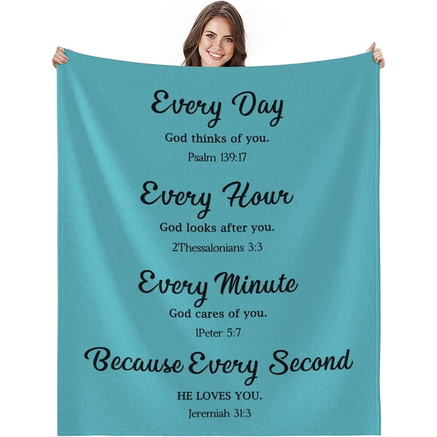LHSHID Christian Gifts for Women Religious Gifts for Women Catholic Bible Verse Blanket Inspirational Spiritual Scriptures Religious Soft Throw Blanket Birthday Gifts for Women 60x80in