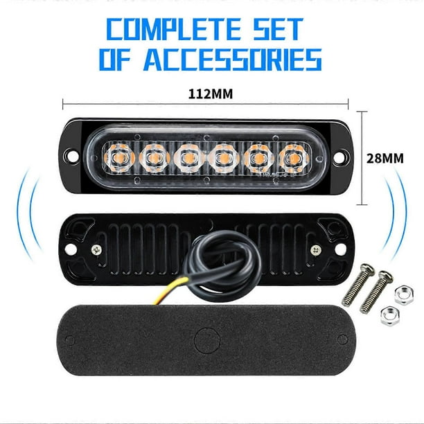 2Pcs 12-24V LED Strobe Warning Lights Warning Emergency Flashing Lights Caution Light Bar for Car Truck Van ATV SUV Yacht Vehicle