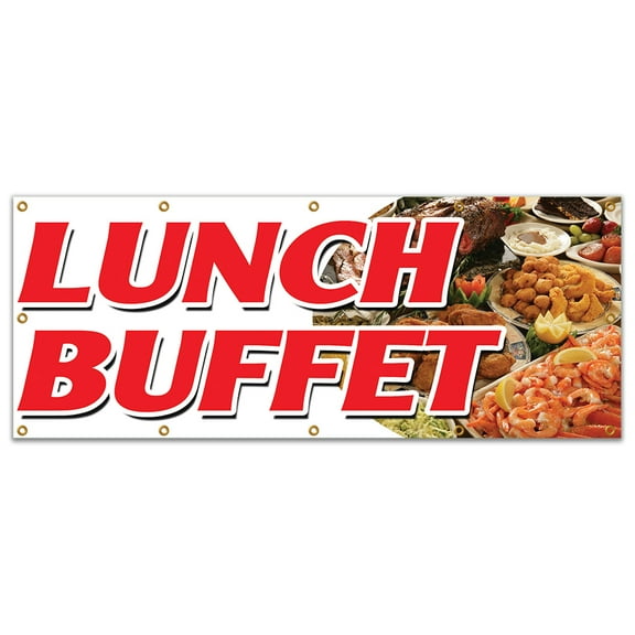 48"x120" LUNCH BUFFET BANNER SIGN ayce all you can eat food luncheon quality