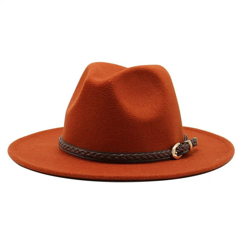 Simple Wome Men Red Wool Chapeu Western Cowboy Hat Gentleman J-azz