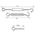 thumbnail image 3 of Kit para colgar cuerda de acero inoxidable, cuerda de acero inoxidable recubierta de 15m/2mm, con tensor M5 y gancho para ojo, cuerda de acero de 2mm y tensor para plantas trepadoras, tendederos,, 3 of 5
