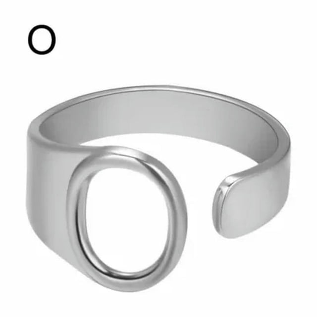 EIGTHTAIL Bague de Mode Réglable Initiale Alphabet Lettre A-Z Bagues de Doigt Bijoux pour Femmes - Argent C