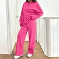 thumbnail image 4 of Women's Lounge 2 Piece Sweatsuit Set Oversized Hoodie Wide Leg Sweatpants Casual Track Outfit Hot Pink 2XL, 4 of 7
