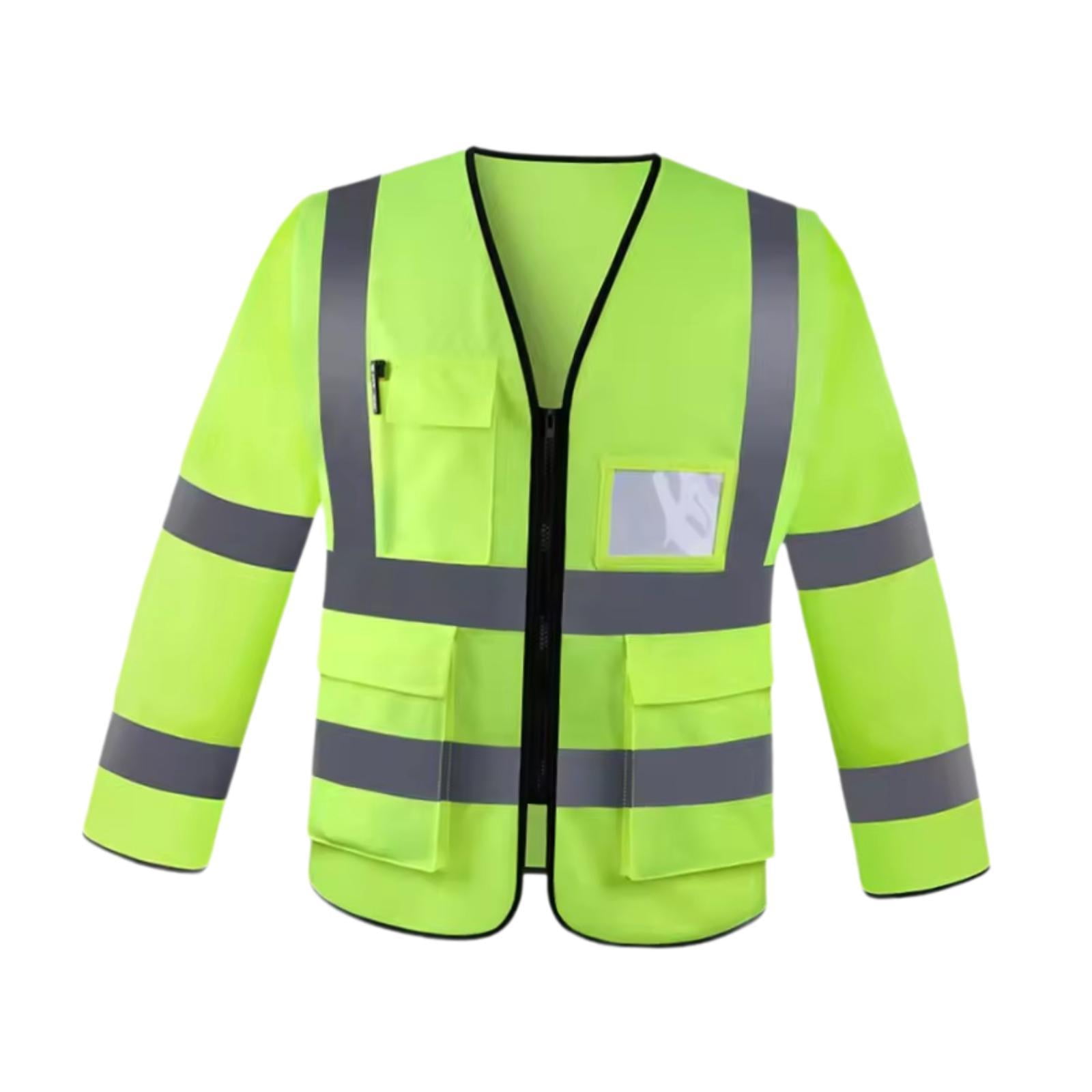 Reflective Safety Vest Work Clothing High Visibility Lightweight Long Sleeve for Men Women Surveyors