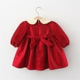 thumbnail image 4 of HIPYLO Long Sleeve Denim Dress Princess Dresses Evening Dresses Thanksgiving Baby Outfit Baby First Christmas Outfit Top Kids Gifts Christmas, Red 12-18 Months, 4 of 9