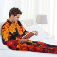 thumbnail image 6 of Naloa Marigold Flowers In Different Colors Men’s Pajamas Set - Long Sleeve Button Down Sleep Shirt and Pajama Bottoms Sleepwear Set-Large, 6 of 7