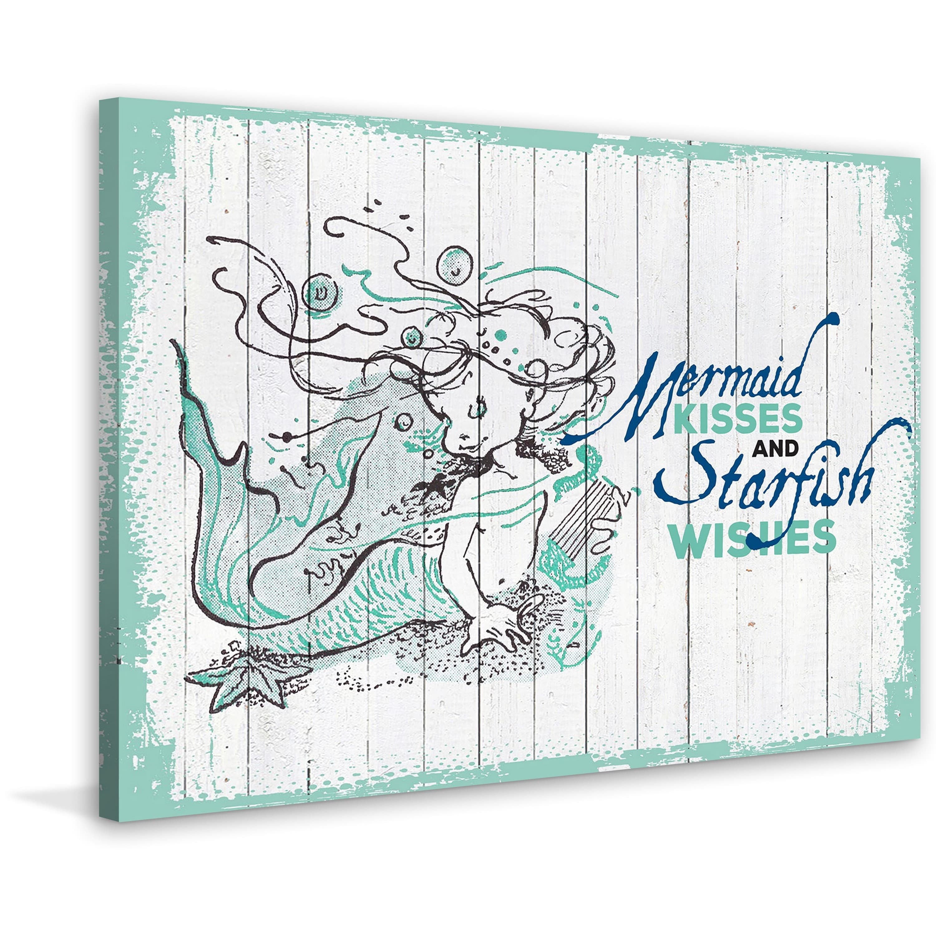 "Mermaid Kisses 2" Painting Print on Wrapped Canvas