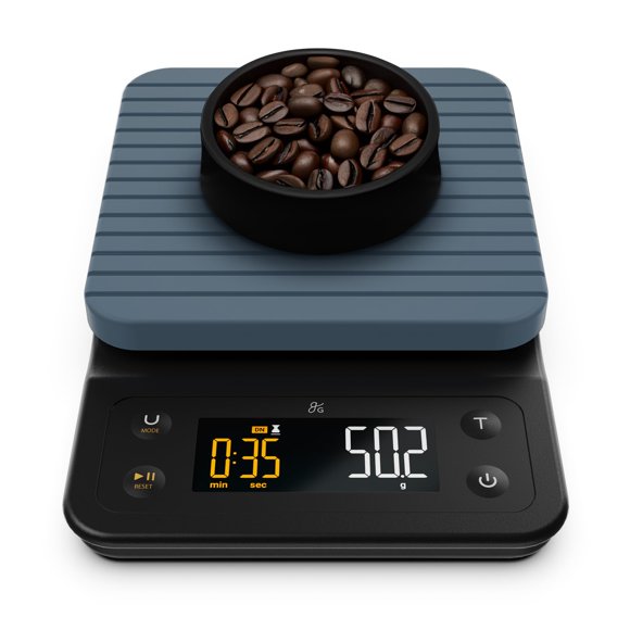 Greater Goods Digital Accurate Coffee Scale for Pour-Over Maker with Timer for Great French Press and General Kitchen Use Designed in St. Louis (Stone Blue)