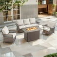 thumbnail image 2 of POCASSY Outdoor Furniture Set with Fire Pit Table - Patio Furniture Set with Outdoor Couch Wicker Patio Chairs and 50000BTU Fire Pit, Wicker Patio Furniture Set for Backyard Porch, Beige, 2 of 11