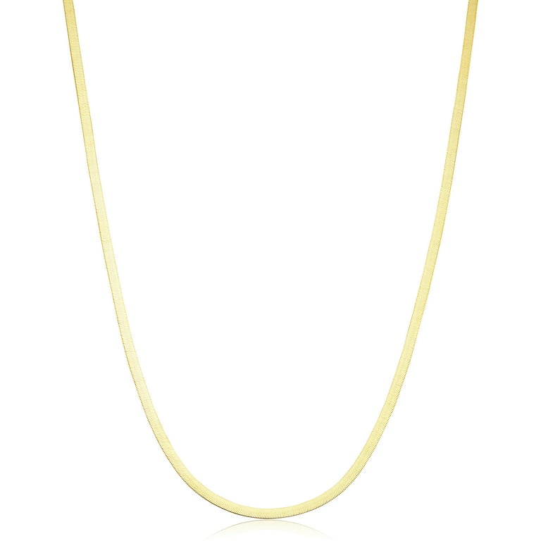 14K Gold Thin Herringbone Necklace 14K Yellow Gold / 18-20 Adjustable by Baby Gold - Shop Custom Gold Jewelry