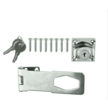 Everbilt 4-1/2 in. Chrome Key Keyed Locking Hasp For Door Gate Cabinet Bolt 13527