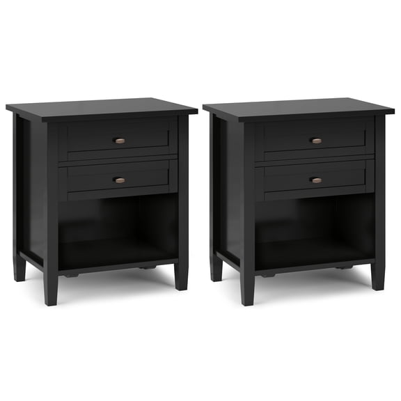 Warm Shaker 24 inch Solid Wood Transitional Night Stand in Black (Set of 2)