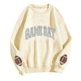 thumbnail image 4 of WMTBSRSW Game Day Sweatshirt for Women Football Sweatshirts Oversized Crewneck Long Sleeve Pullover Tops Cute Graphic Sweatshirt Beige XXL, 4 of 4