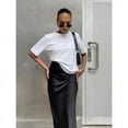 thumbnail image 3 of Elegant Satin Black Trumpet Skirts Fashion Slim High Waist Skirts Women Female Solid Office Long Skirt Spring Summer, 3 of 9